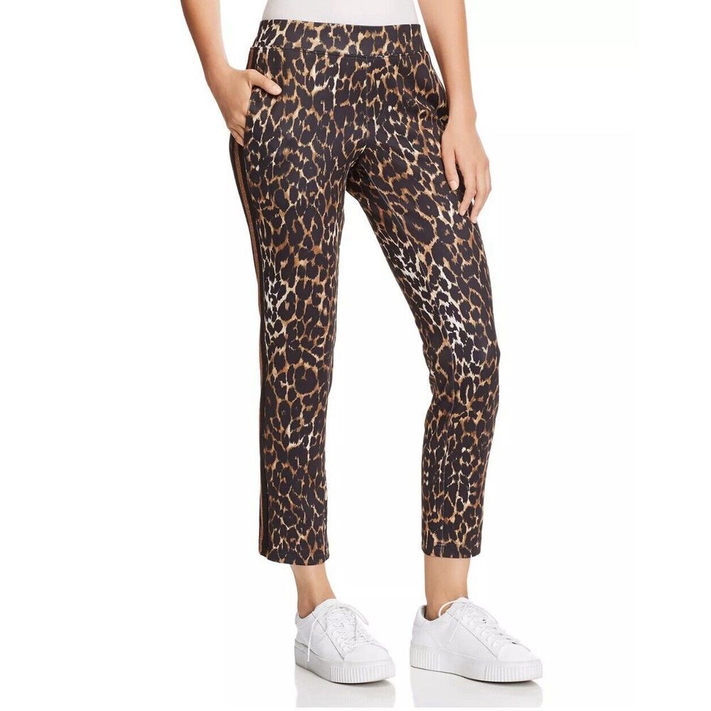PAM & GELA LEOPARD PRINT TRACK‎ PANTS RACING STRIPE Size M